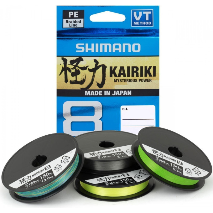 Леска плетёная SHIMANO KAIRIKI 8 PE 150м зеленая 0,130 мм 8,2 кг 59WPLA58R02