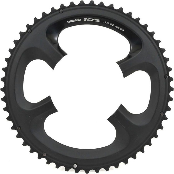 Звезда SHIMANO 105 53T-MD, передняя, для FC-5800, для 53-39T, черный Y1PH98130
